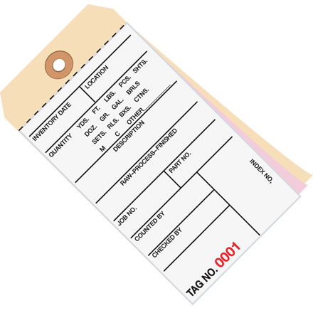 6 <span class='fraction'>1/4</span> x 3 <span class='fraction'>1/8</span>" - (9500-9999) Inventory Tags 3 Part Carbonless # 8