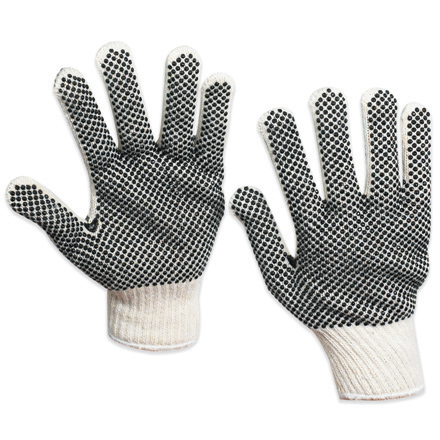 PVC Black Dot Knit Gloves - Large