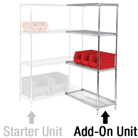 72 x 18 x 63" - 4 Shelf Wire Shelving Add-On Unit