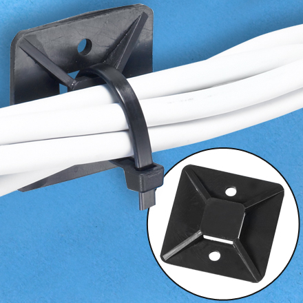 3/4 x 3/4" Black Cable Tie Mounts