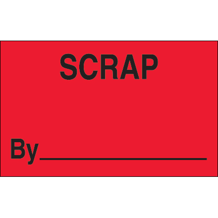 1 <span class='fraction'>1/4</span> x 2" - "Scrap By" (Fluorescent Red) Labels