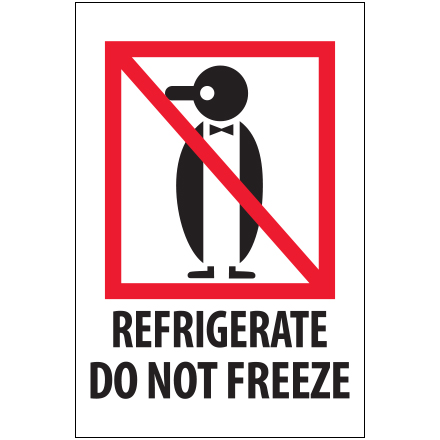 4 x 6" - "Refrigerate - Do Not Freeze" Labels
