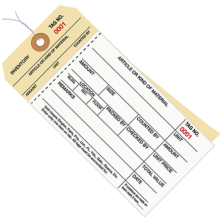 6 <span class='fraction'>1/4</span>" x 3 <span class='fraction'>1/8</span> - (2000-2499) Inventory Tags  2 Part Carbonless Stub Style #8 - Pre-Wired