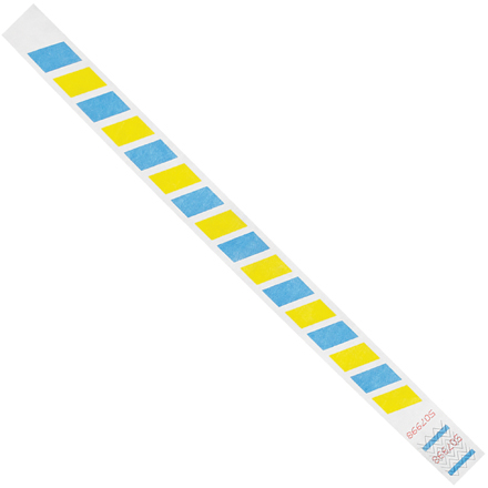 3/4 x 10" Blue/Yellow Stripes Tyvek<span class='rtm'>®</span> Wristbands